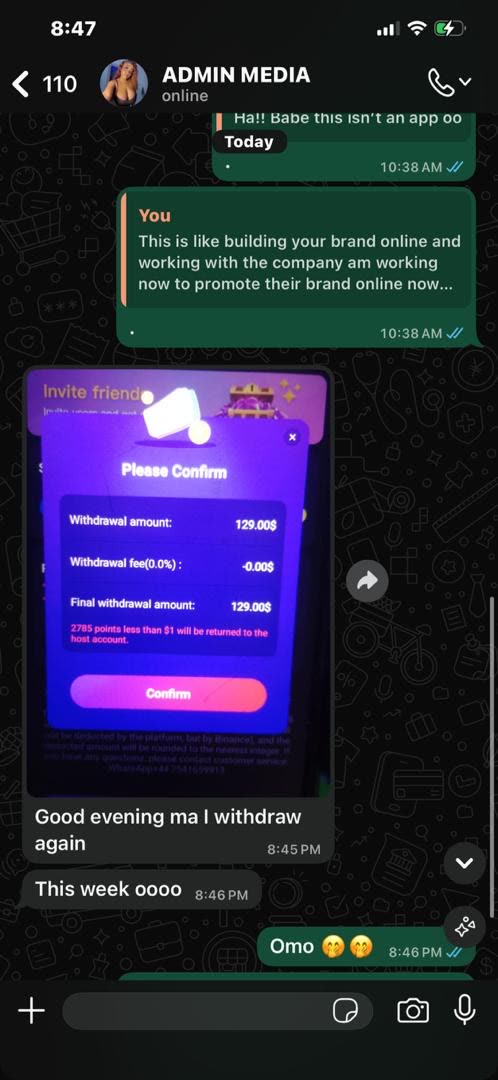 Streamer confirming a $129 withdrawal the same week