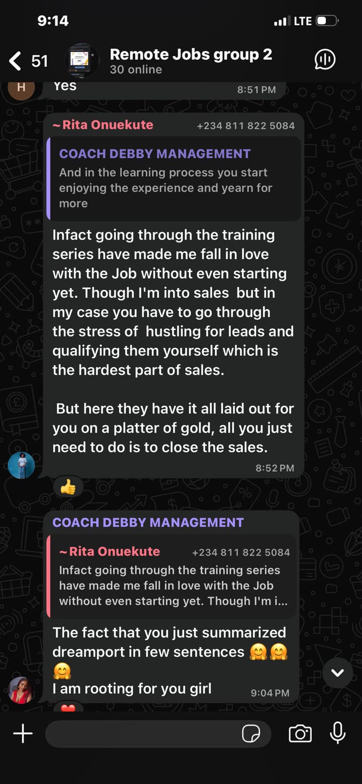 Rita Onuekute sharing she fell in love with the job through the training