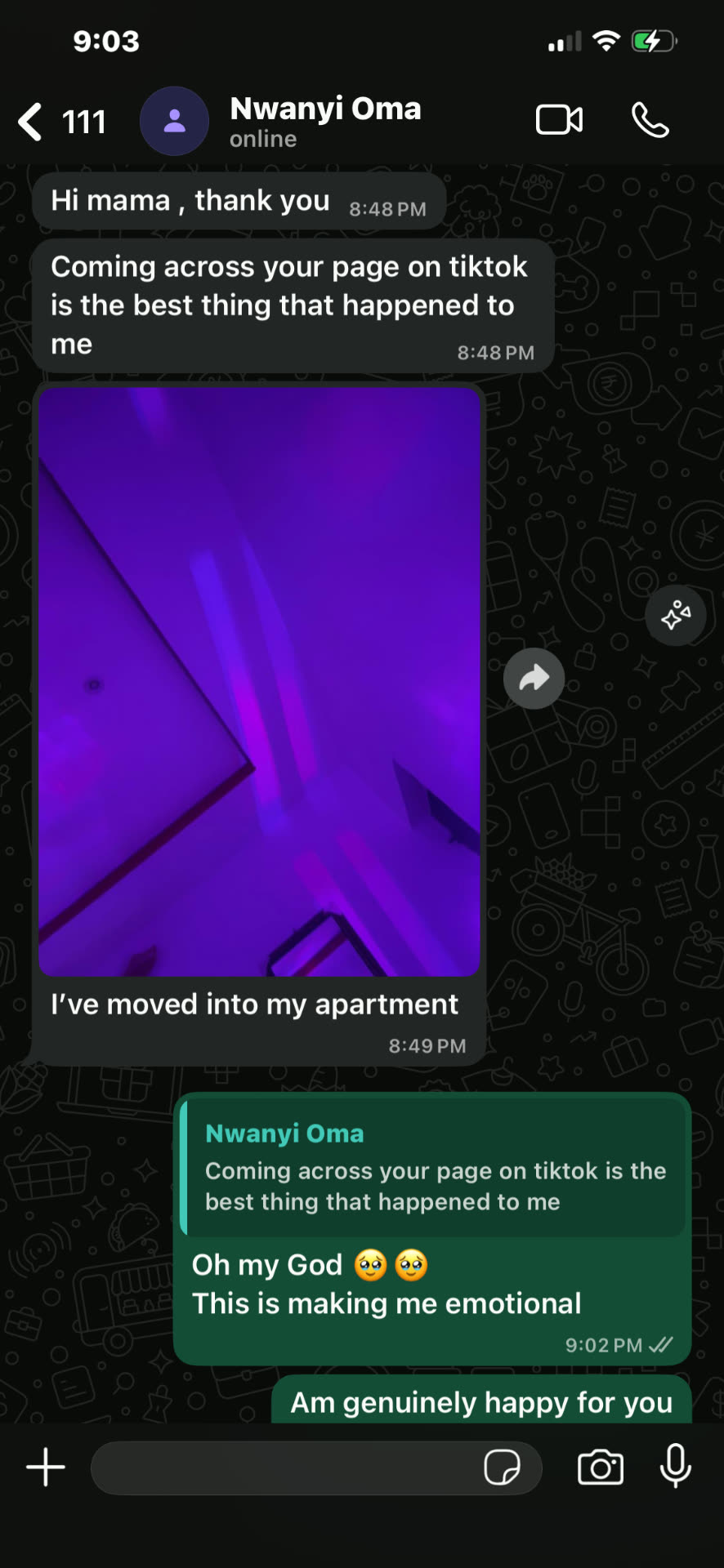 Streamer Nwanyi Oma sharing she has moved into her new apartment after finding Deborah on TikTok