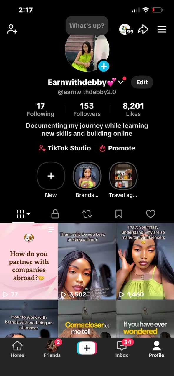 Earnwithdebby 2.0 TikTok profile documenting the rebuild journey