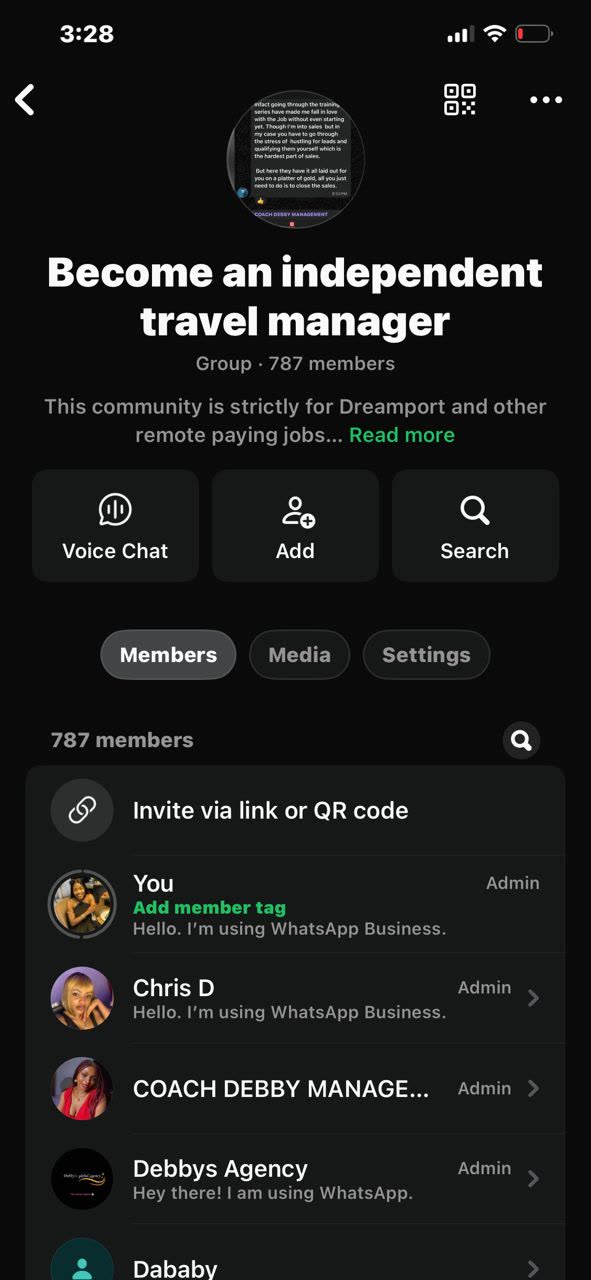 Become an Independent Travel Manager WhatsApp community with 787 members